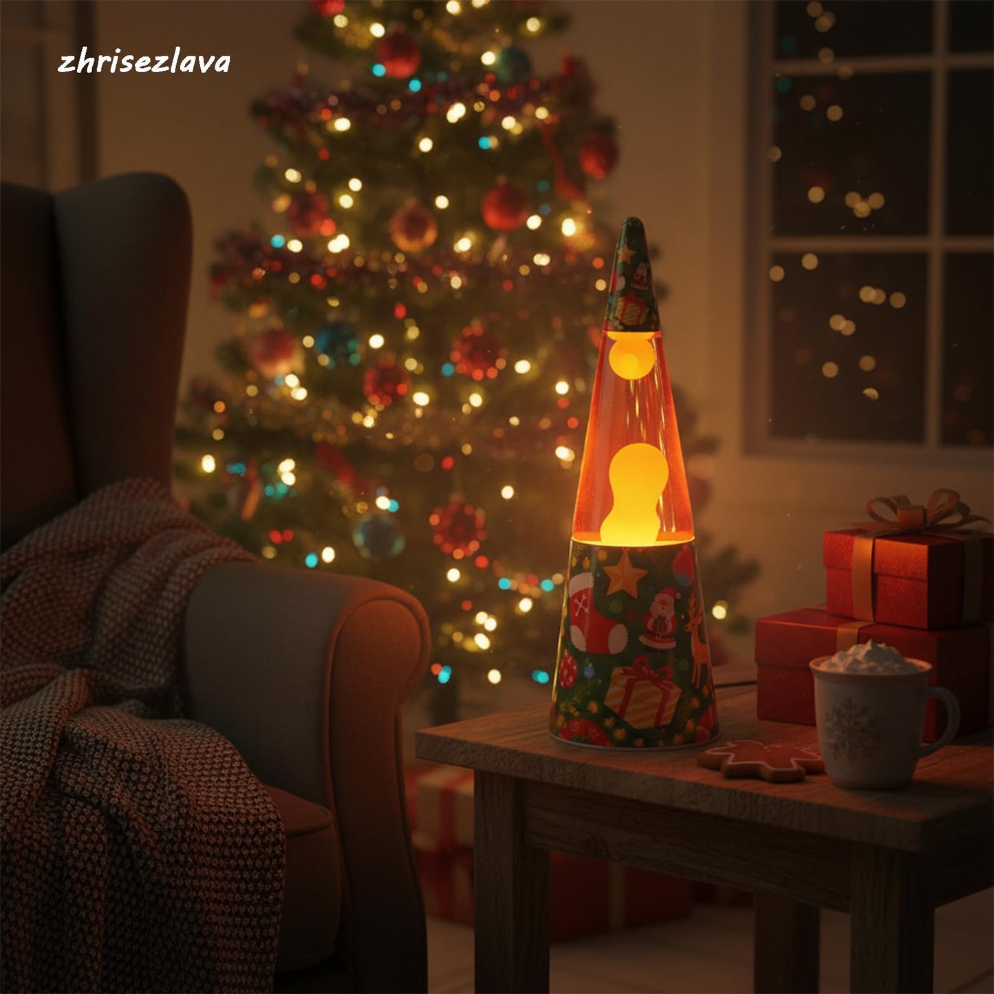 16inch Christmas Liquid Motion Lamp, Flowing Relaxation Dynamic Lighting, Home Decor Serenity Entertainment Lamp, Meditation Night Light Home Decor, Gift for Adults and Children, Christmas Base.