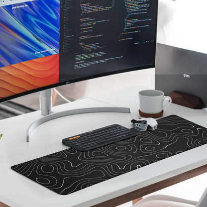 Llzdeuan Large Topographic Map Gaming Mouse Pad for Desk Black Desk Pad with Non-Slip Rubber Base Stitched Edge Desk Organizers and Accessories Desk Decor