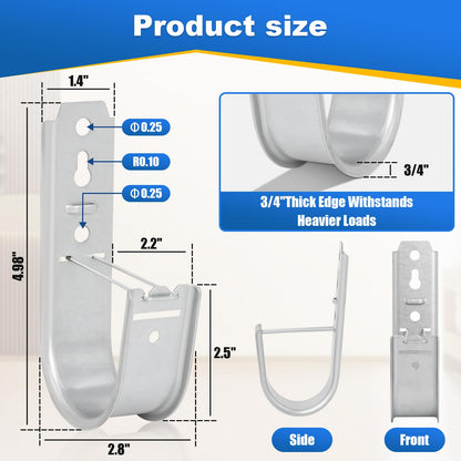 Podoy 2 Inch J Hooks for Cabling 100 Pack Cable Support Management Hook with Retainer Clips, Rust-Resistant Wall/Ceiling-Mount J Hooks for Hanging Data Center, Conduit & Network (Indoor/Outdoor)