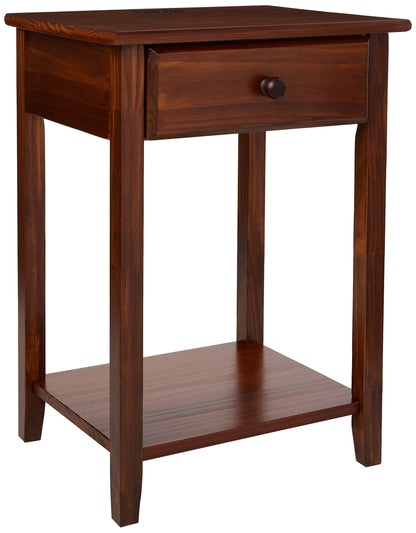 Casual Home Owl Night Stand with USB Port Charging Station and Drawer, 17.5" W x 14.25" D x 24.5" H, Natural Gray