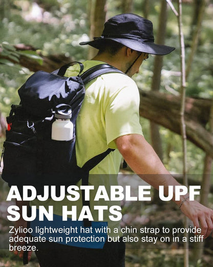 Zylioo Large UPF 50+ Sun Hat for Men & Women, Lightweight Adjustable Boonie Hat, Foldable Cooling Safari Fishing Hat