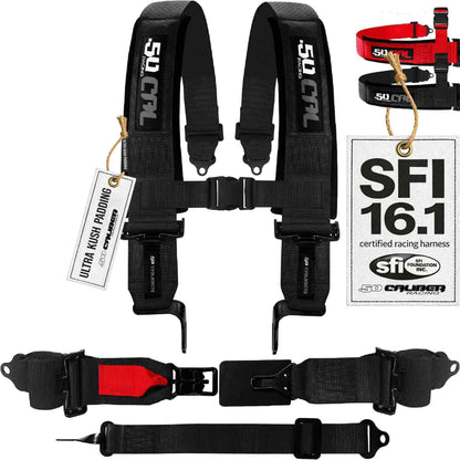 1pc 2" Black SFI Certified 5 Point Harness for Bucket Seat w/quick release Race Latch, Racing Harness 5 point Race Car UTV RZR 5pt [6071]
