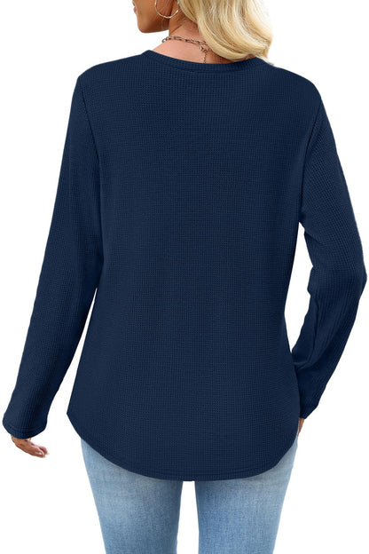 WIHOLL Long Sleeve Shirts for Women Waffle Knit Trendy Fall Fashion 2025 Dressy Casual Blouses Teacher Outfits