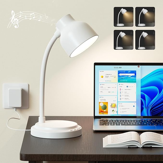 LED Desk Lamp for Office Home,Table lamp,Desk Lamp for College Dorm Room,4 Brightness,Dimmable Table Lamp Eye Caring Reading Light(White)