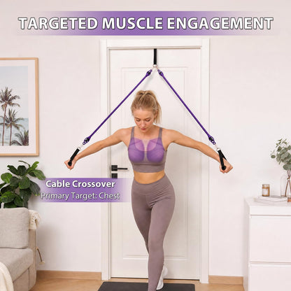 shaXsha Pedal Resistance Band with Handles, Adjustable Resistance Bands Set (25-100 lbs) with Door Anchor & D-Handles, Fabric Covered Exercise Bands for Ab Workout, Legs, and Arm Strength Training