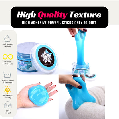 MAGIC SPRUCE Car Cleaning Gel Kit for Interior, Non Water Car Detailing Putty, Scented Car Dashboard Cleaner, Car Cleaning Products, Upholstery Dust Remover, Vent, Reusable PC Laptop, Keyboard Cleaner