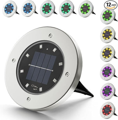 INCX Halloween Solar Lights Outdoor, Color Changing 12 Pack Solar Pathway Lights with Auto On/Off，Waterproof & Anti-Rust Landscape Lighting for Garden, Yard, Patio, Deck - Halloween Decorations