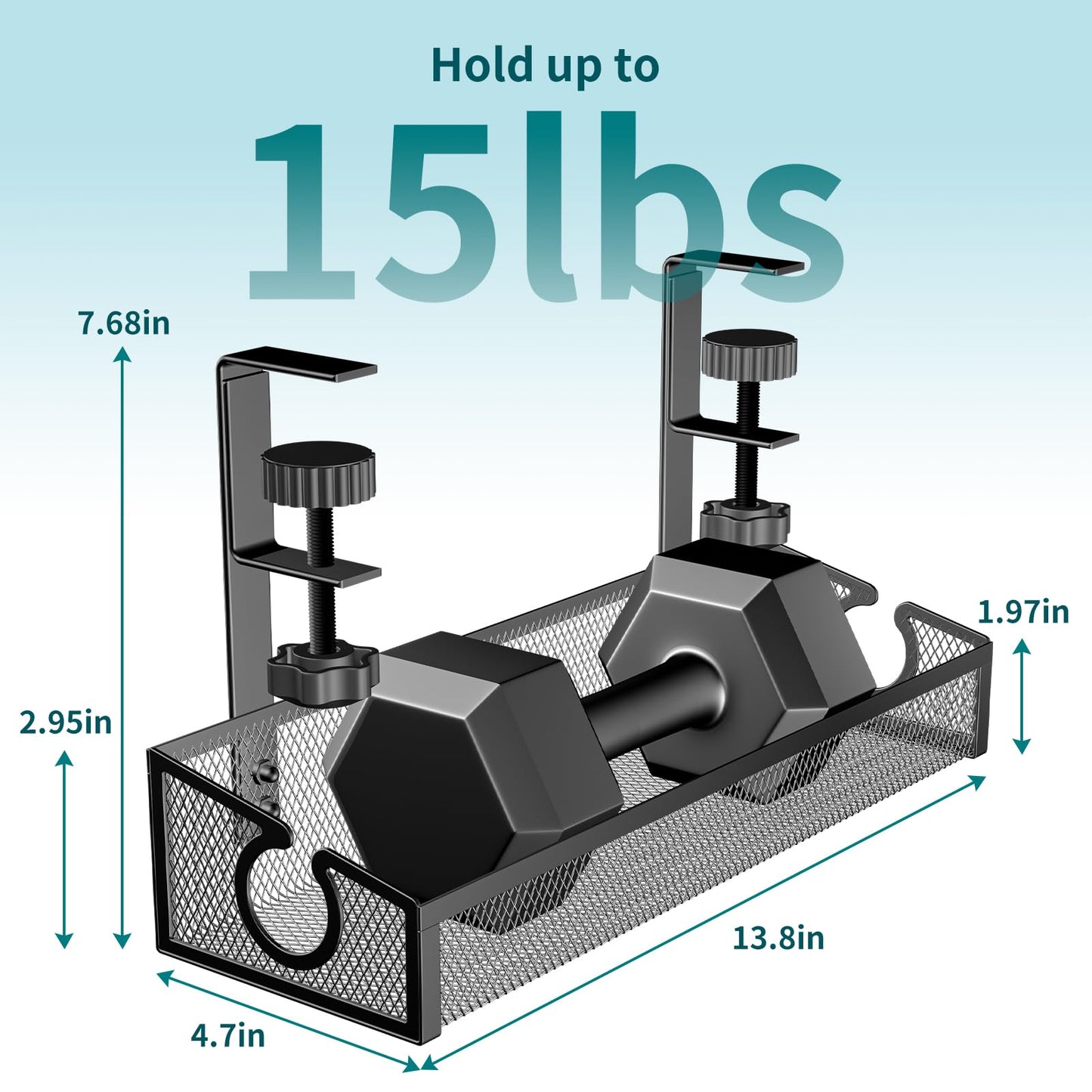 Under Desk Cable Management Tray Black, No Drill Desk Cable Wire Management Organizer with Clamp, PC Cord Organizer Accessories & Workspace for Office, Home