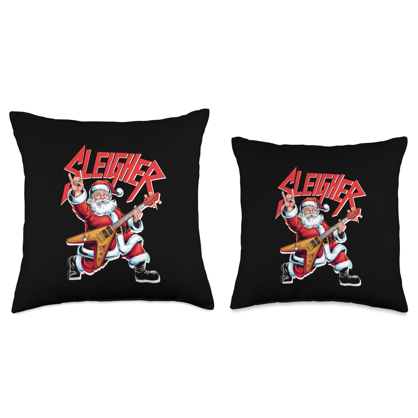 Santa Claus Metal Christmas Sleigher Throw Pillow