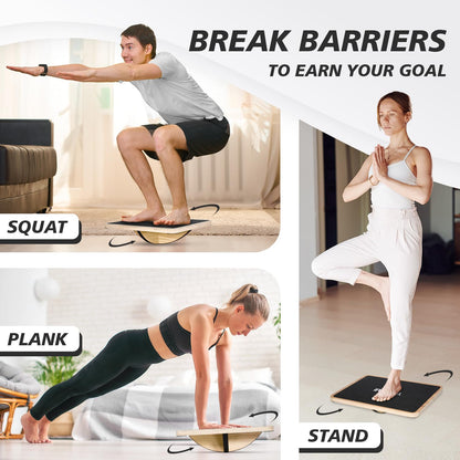 Yes4All 360 Degree Rotation Rocker Wooden Balance Board, Anti-Slip Wobble Board for Physical Therapy, Advanced Balance Training & Fitness Exercises