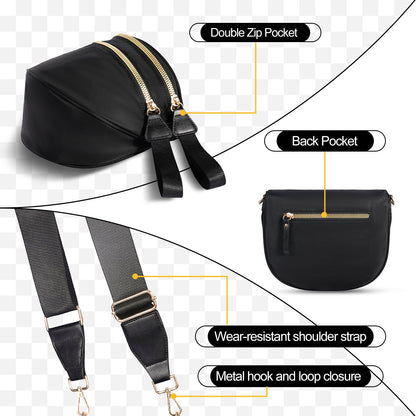 Checkered Crossbody Bag,Nylon Bum Bags for Women Crossbody,Spacious Sling Bag Purse Fanny Packs with Shoulder Strap