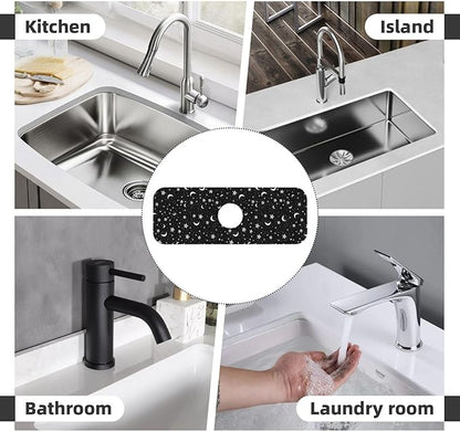Black And White Moon Star Kitchen Sink Splash Guard Faucet Mat Super Absorbent
