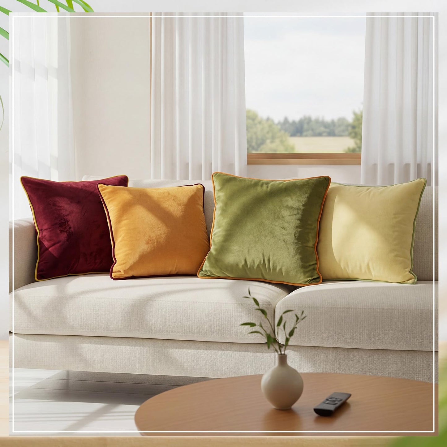 Chicplaid Pack of 4 Velvet Throw Pillow Covers 18x18 Inch Soft Square Decorative Pillow Cases Modern Double Sided Design Gradient Series Cushion Cover Set for Couch Sofa Bedroom Living Room Home Decor