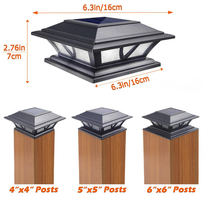 SIEDiNLAR Solar Post Lights Outdoor 2 Modes LED Deck Fence Cap Light for 4x4 5x5 6x6 Posts Patio Garden Decoration Warm White/Cool White Lighting Black (10 Pack)