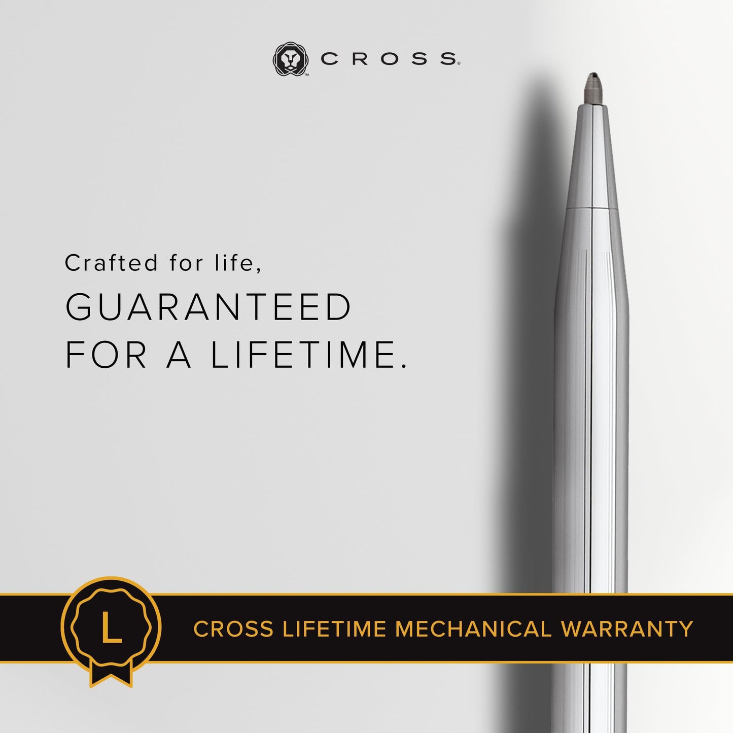 Cross Classic Century Lustrous Chrome Ballpoint Pen - Refillable Pen for Effortless Writing - Black Ink - Durable Construction - Premier Distinctive Look - Gift-Ready