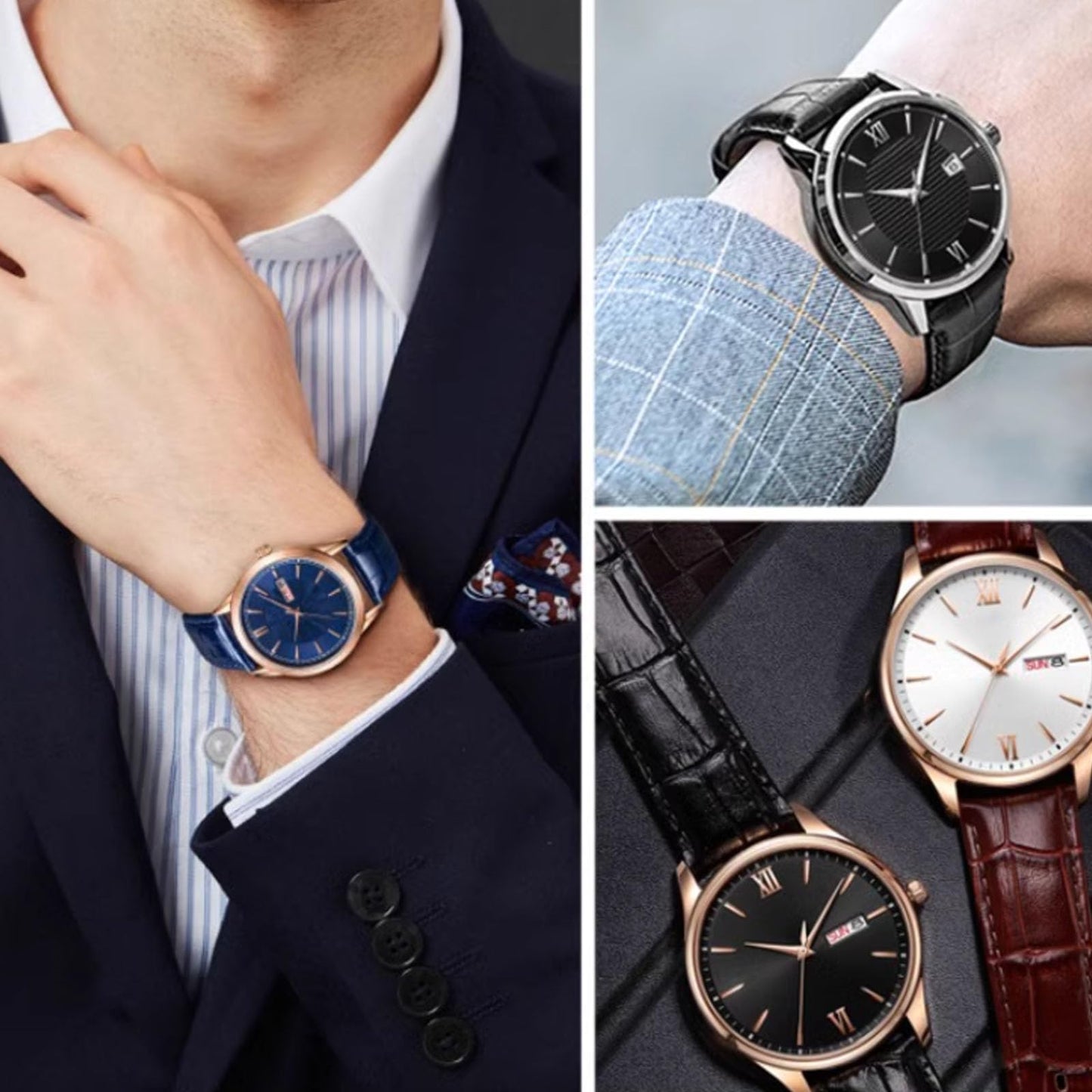 Nizonlaie Watch Bands Quick Release Genuine Leather Strap Alligator Grain Calfskin Watch Business Casual Universal Straps Wides 12mm 14mm 15mm 16mm 17mm 18mm 19mm 20mm 21mm 22mm 24mm for Men Women