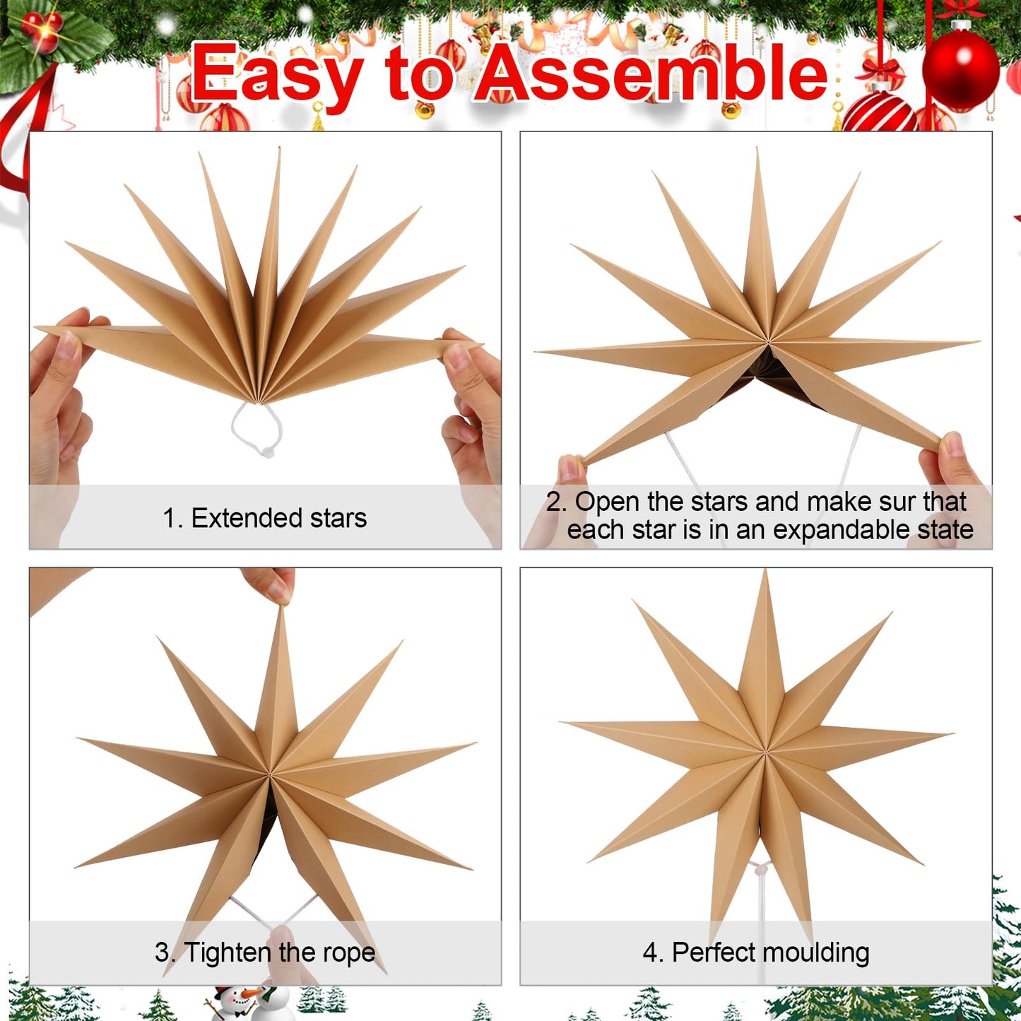 BestoFun 5 PCS 12 Inch Sage Green Paper Star Lanterns - Hanging Stars Christmas Party Decorations