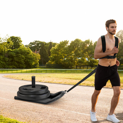 Kipika Weight Sled, Workout Sled, Fitness Strength Training Sled, Speed Training Sled for Athletic Exercise, Speed Improvement, Easily Through Obstacles, Suitable for 1" & 2" Weight Plate (B- Black)