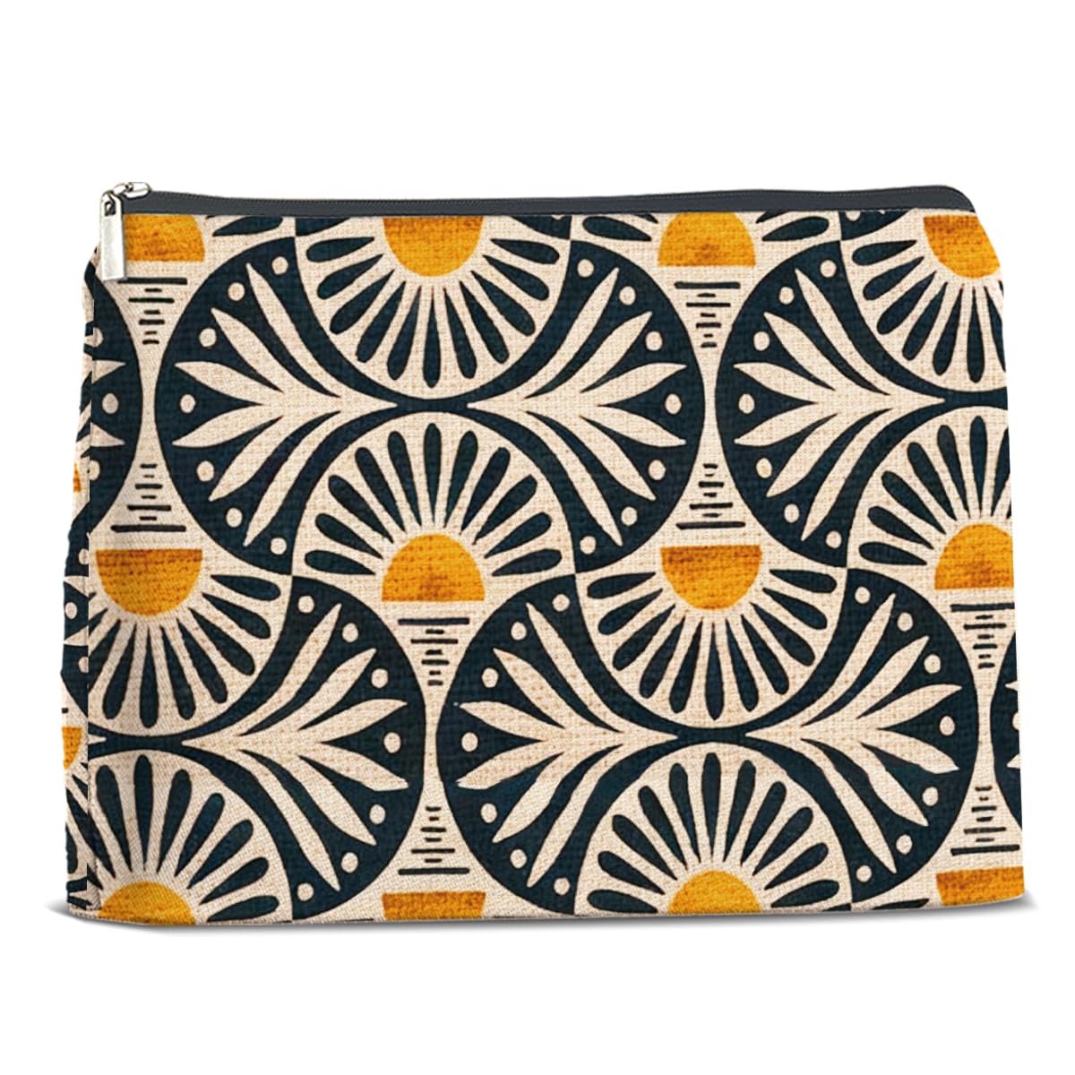 jyunsoeng Boho Cosmetic Bag Sunset Leaf Aesthetic Zipper Makeup Pouch Small Makeup Bag (1Pcs)
