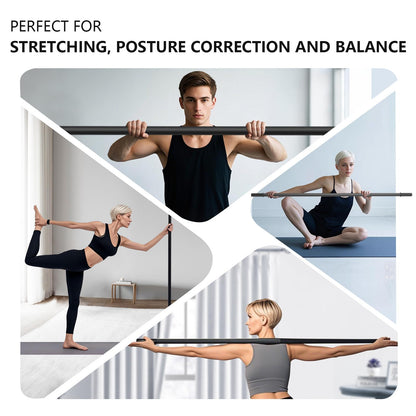 Wasoyun Yoga Stick 5ft, Adjustable Stretching Stick with 4 Steel Rods, Non-Slip Handle and Exercise Guide for Stretching and Exercise Physical Therapy, Pilates, Multi-Functional Fitness Stick.