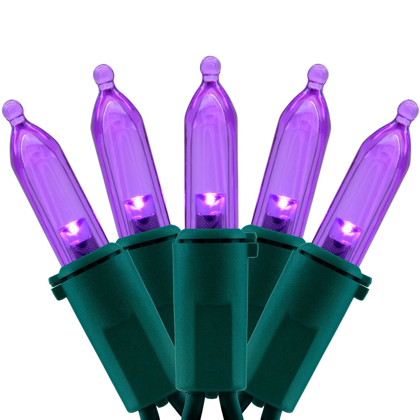 YULETIME 200 Purple LED Christmas Lights, 66 ft Green Wire UL String Light