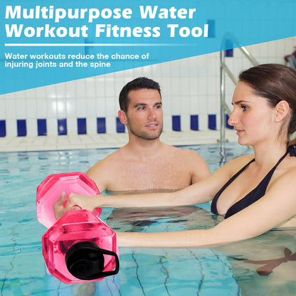 Soulchen 2 Pcs PE Water Weights for Pool Exercise, Water Filled Dumbbells with Non-Slip Handle, Adjustable Pool Dumbbell Aerobics for Aerobics Weight Loss Aqua Therapy Pools Fitness(Pink)
