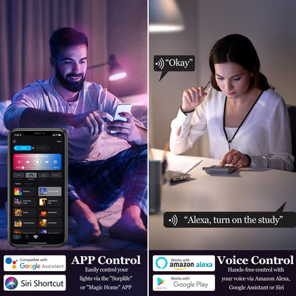 Smart Light Bulbs 4Pack with Remote, A19 E26 800LM LED Color Changing Light Bulb, WiFi & Bluetooth 5.0, Warm to Cool White, Dimmable, RGB Smart Home Lighting Work with Alexa Google Assistant