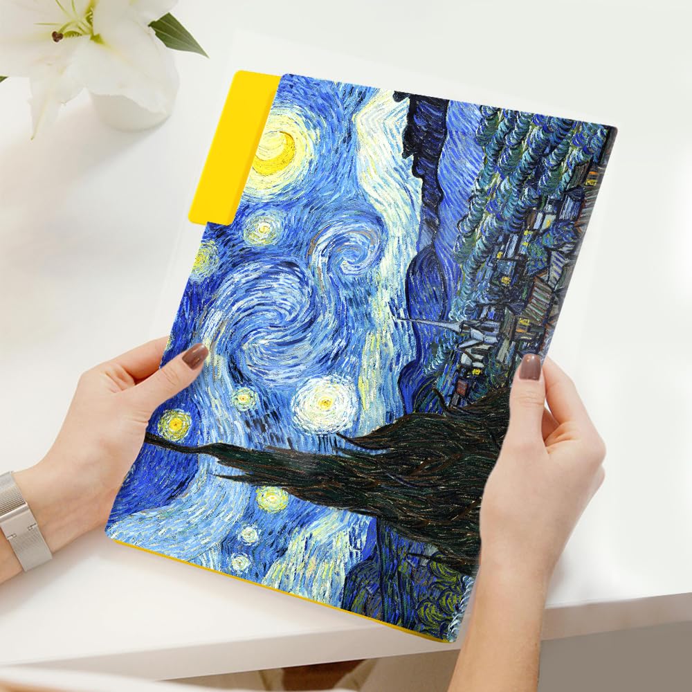 WIRESTER 12 Pack Decorative File Folders (9.5 x 11.5 Inch), Letter Size Holders for Office Supplies with 1/3 Cut Tab, 6 Fashion Designs - Famous Painting Van Gogh