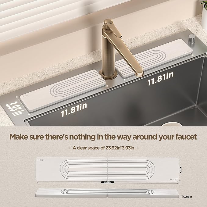 Faucet Mat for Kitchen Sink, Diatomite Stone Drying Sink Protectors, Bathroom