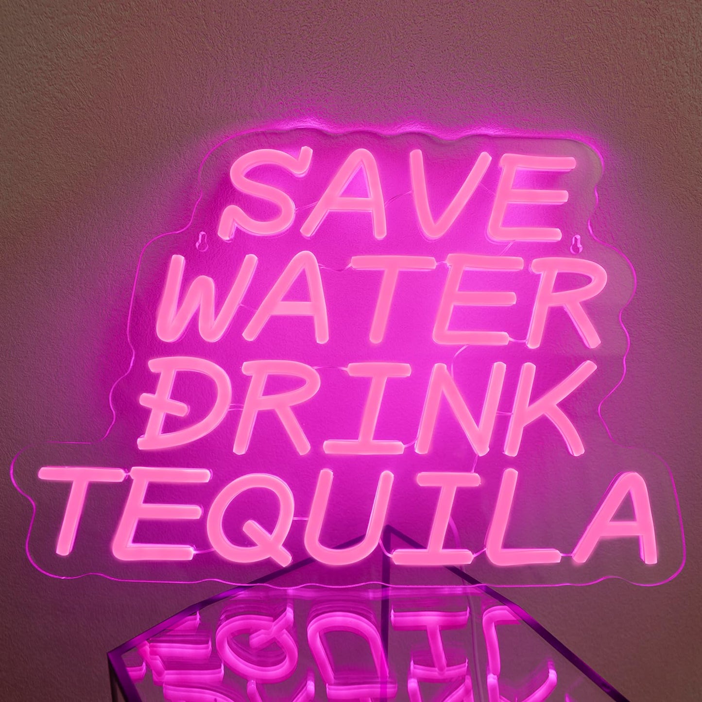Neon Sign, Save Water Drink Tequila LED Neon Light for Wall Decor, USB Neon Bar Sign for Party Club Restaurant, Bedroom Wall Decor 16.54 x 11.81", Acrylic Material