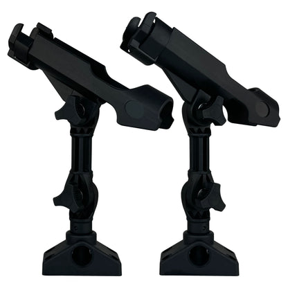 HiUmi 2 Pack Baitcaster/Spinning Rod Holder with Side Deck Mount (Extender Holder + Mount)
