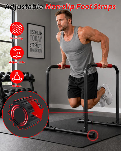 Streamnova Dip Bar Station, 1100LBS Heavy-Duty Adjustable Height & Width Parallel Bars with Dual Inner Connectors ltra-Stable Settings & Non-Slip Feet for Home Gyms, Upper Body & Core Training
