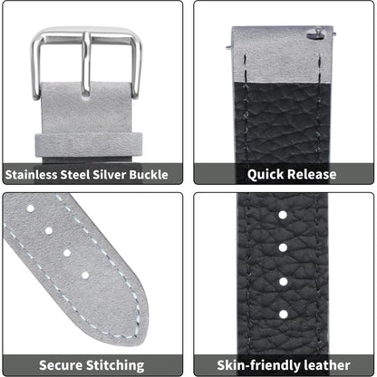 JUNGHELE Suede Leather watch bands for men and women, Quick Release leather watch strap with Silver Buckle watch leather strap, Grey 22mm watch band WBG0206