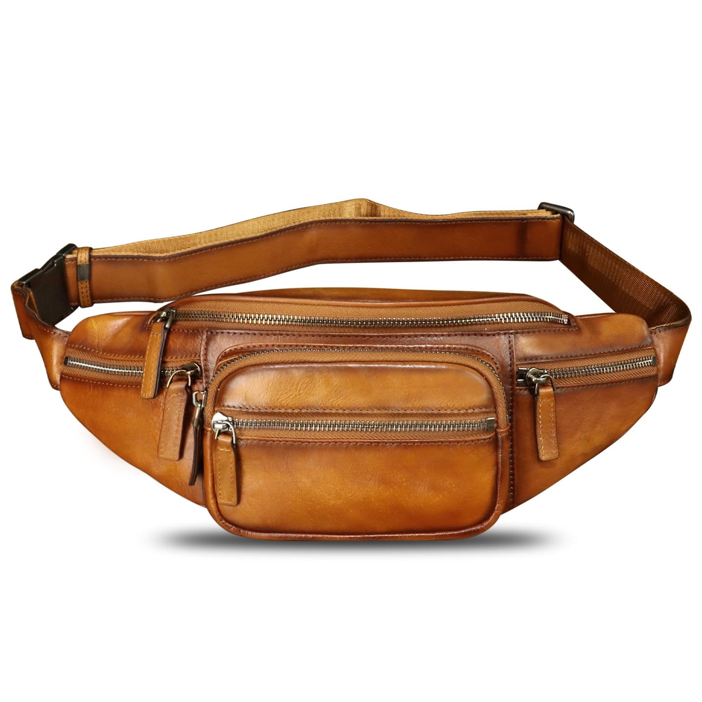 Genuine Leather Fanny Packs for Women and Men Waist Bag Vintage Hip Bum Bag Over Shoulder Crossbody Sling Bag (Brown)