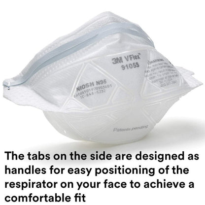 3M N95 Disposable Respirator, VFlex Particulate Respirator 9105S, Small Size, Box of 50, NIOSH Approved, Sweeping, Sanding, Grinding, Sawing, Bagging, Dust