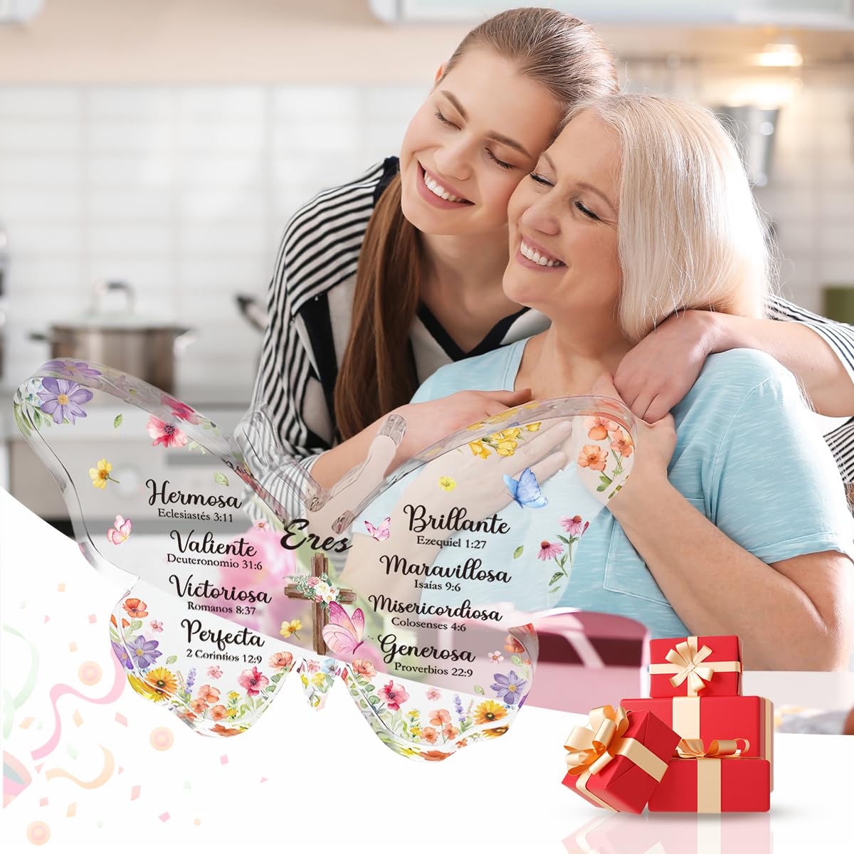 Papiailove Spanish Christian Acrylic Gift for Women – Regalos Cristianos Para Mujer Regalo Para Mama, Religious Inspirational Prayer Gift with Bible Verse, Mom, Grandma Spiritual Present, Xmas, Birthday