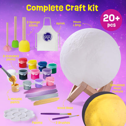 Paint Your Own Moon Lamp Kit, Cool Gifts DIY 3D Moon Night Light, Arts and Crafts for Kids Ages 8-12, Space Art Supplies Craft Kits, Girls Boys Birthday Easter Gifts for Kids Ages 3 4 5 6 7 8-12+
