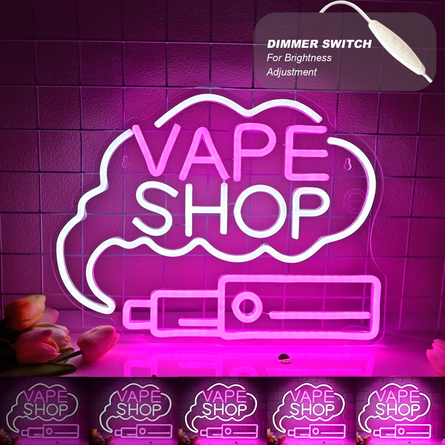 Britrio VAPE Shop Neon Light Wall Sign for Smoke Shop Business Stores Logo Window Display Man Cave Garage Bedroom Wall Art Decor Dad Husband Boyfriend Christmas Birthday Gift 5V USB