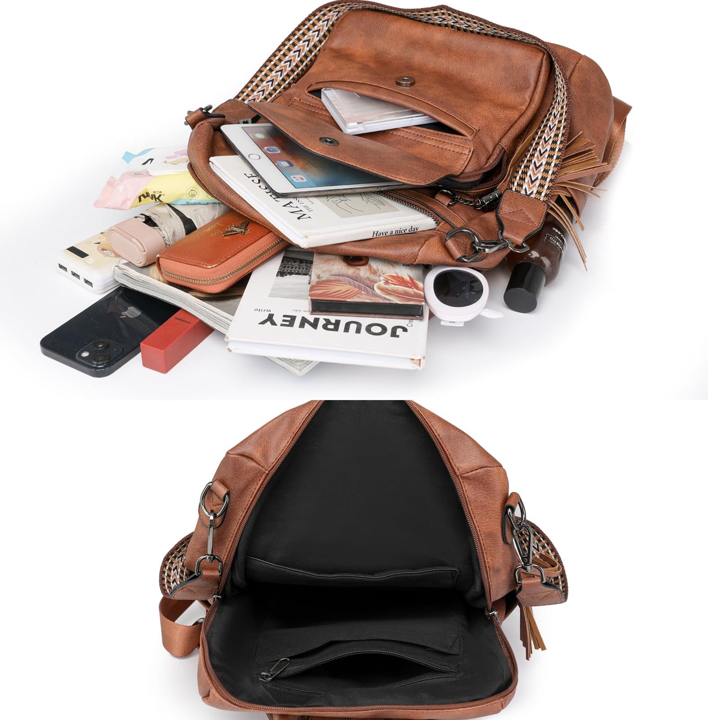 HGWSSY Womens Fashion Backpack Purse for Women Leather Multipurpose PU Ladies Shoulder Bag Travel bag Satchel Handbags (brown)