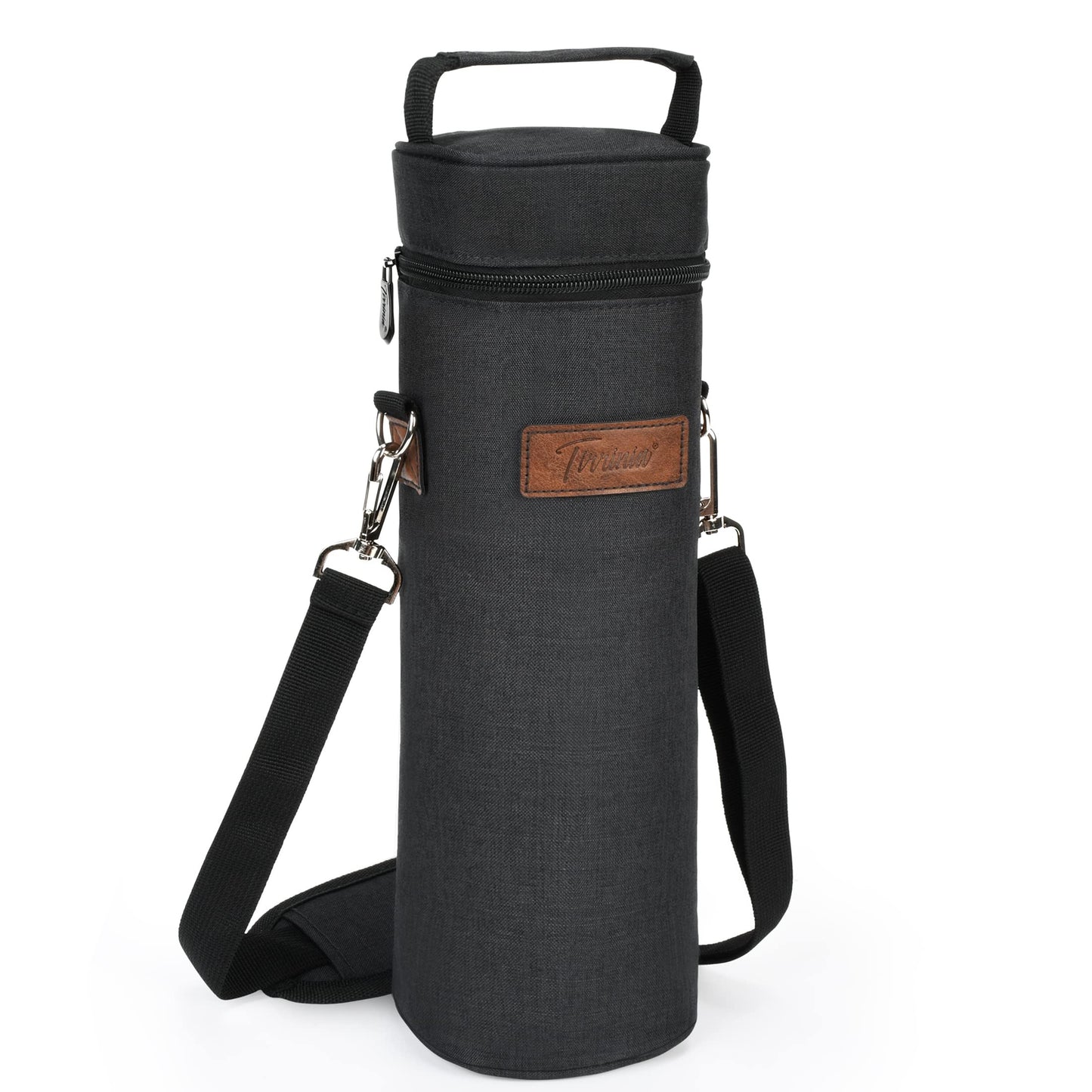Tirrinia Single Bottle Wine Gift Carrier Bag, Insulated Travel Wine Cooler Tote with Shoulder Strap for Picnic, Party, BYOB Restaurant, Portable One Bottle Wine Chiller Container, Gift for Wine Lovers