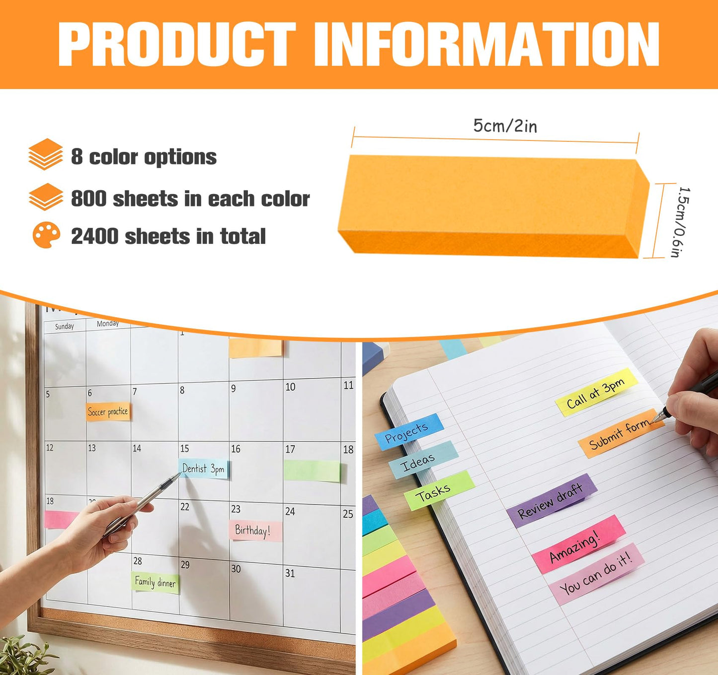 40 Pack Sticky Notes Flags Tabs Page Markers,4000 Sheets Index Tabs,Small Self-Stick Note Pads,8 Bright Colors Page Flags Mini Self-Stick Pads to Post for Office,School,Home,Meeting,Back to School
