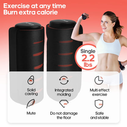 LifeTech Hand Weights for Walking, 2.2 lbs Dumbbells Set of 2 with Anti-Slip Foam Padding, Soft Grip Jogging Handweights for Fitness Training, Cardio Dumbbells 1kg/2.2lbs each black&red