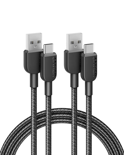 Anker USB A to USB C Cable, Charger Cord (2 Pack, 3FT), for iPhone 17 Series,Samsung Galaxy Note 10/S10+ S10, LG V30 (Black)