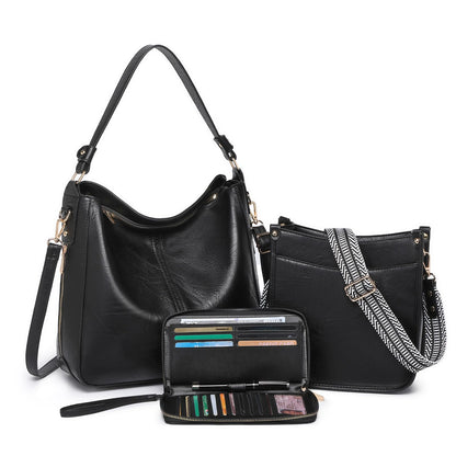 Purses for Women 3PCS, Crossbody Bags Set Large Leather Purse Shoulder Handbags with Wallet Adjustable Straps for Ladies Tote
