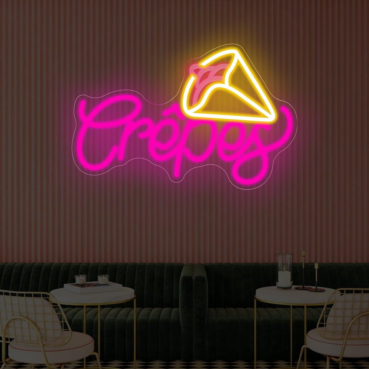 French Crepes Neon Sign, LED Neon Sign Wall Decor for Dessert Café Bakery Kitchen, Food Neon Signs for Wall Decor Gift for Crepe Lovers 16.7” × 10.8”