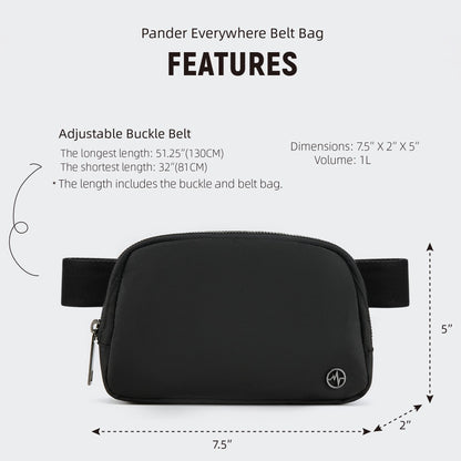 Pander Cross Body Fanny Pack for Women, Fashion Waist Packs, Crossbody Bags, Belt Bag with Adjustable Strap (Black)