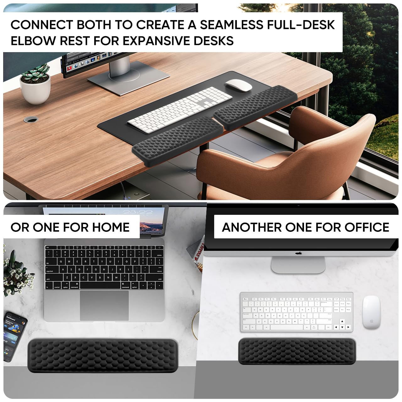 JIKIOU L-Shaped Desk Elbow Pad for Desk, Memory Foam Elbow Support Padding with Non-Slip, 2 Pack Ergonomic Desk Edge Cushion, Wrist Comfort Support for Office Home Black