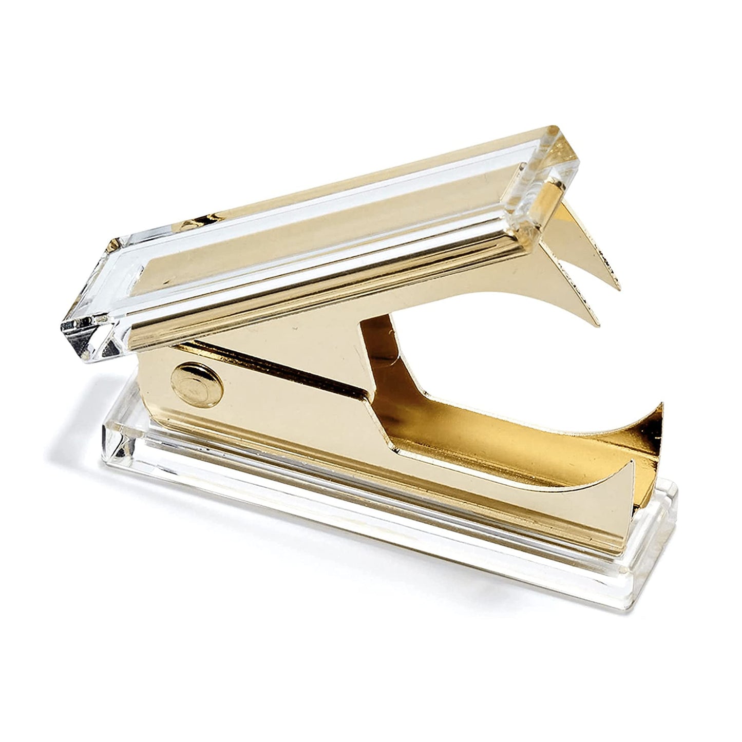 OfficeGoods 3 Piece Acrylic Desk Set - Includes Ruler, Staple Remover, Scissors - Functional & Elegant Desk Accessories - Stationary Tools for Home, Office, and School - Gold