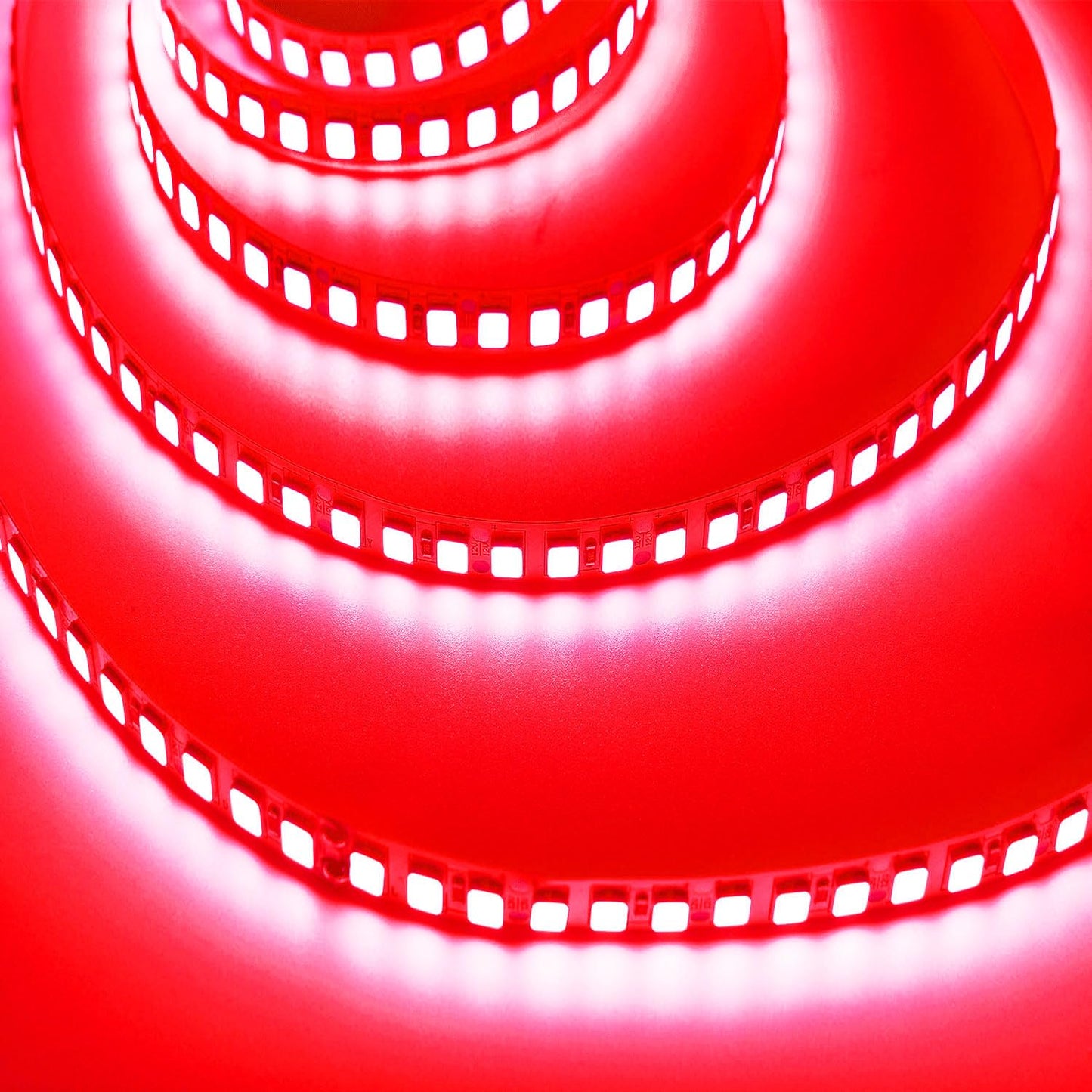 HAASHADA LED Lights Strips, Super Bright DC12V 5m/16.4ft 15000LM SMD5054 (5050 Upgraded) 600 LEDs Strip Lights, Dimmable Flexible LED Ribbon Tape Strips, Non-Waterproof Red