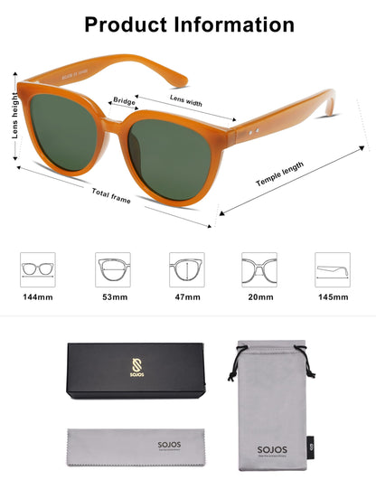 SOJOS Trendy Cat Eye Round Polarized Sunglasses for Women Fashion UV Protection Sunnies Sunglasses SJ2175